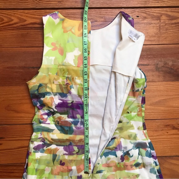 London Times Multi-Colored Tiered Dress and Talbots Green Cardigan, EUC, 10/L - Picture 12 of 16